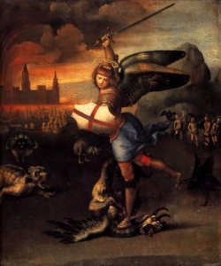 Aartsengel-Michael-verslaat-de-draak-schilderij-van-Raphael